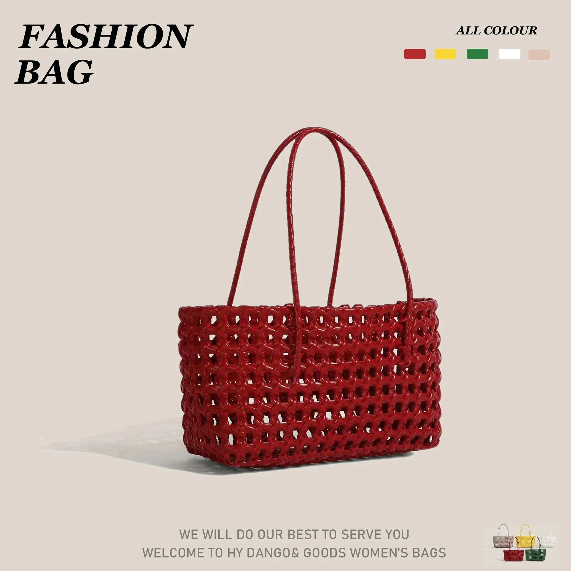 AIERTU  -  Handmade Woven Straw Handbag Portable Crochet Cabbage Basket Beach Vacation Travel Daily Commute Summer Shoulder Bag 30x13x16cm Aiertu