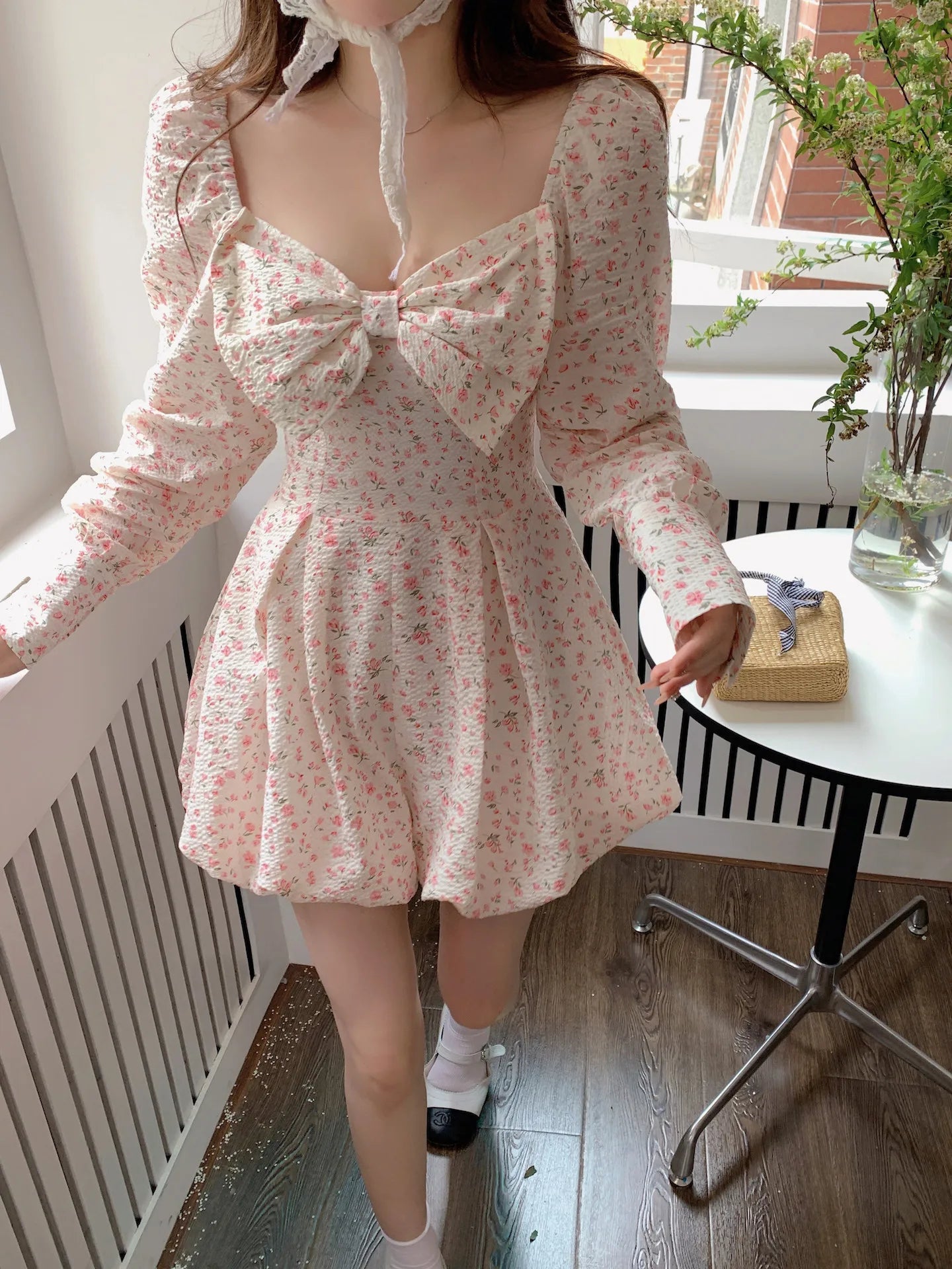 Aiertu Japanese Sweet Floral Lolita Dress Women Bow Chic Elegant Beach Party Dresses Ladies Y2k Pink Kawaii Summer One-piece Dress Aiertu