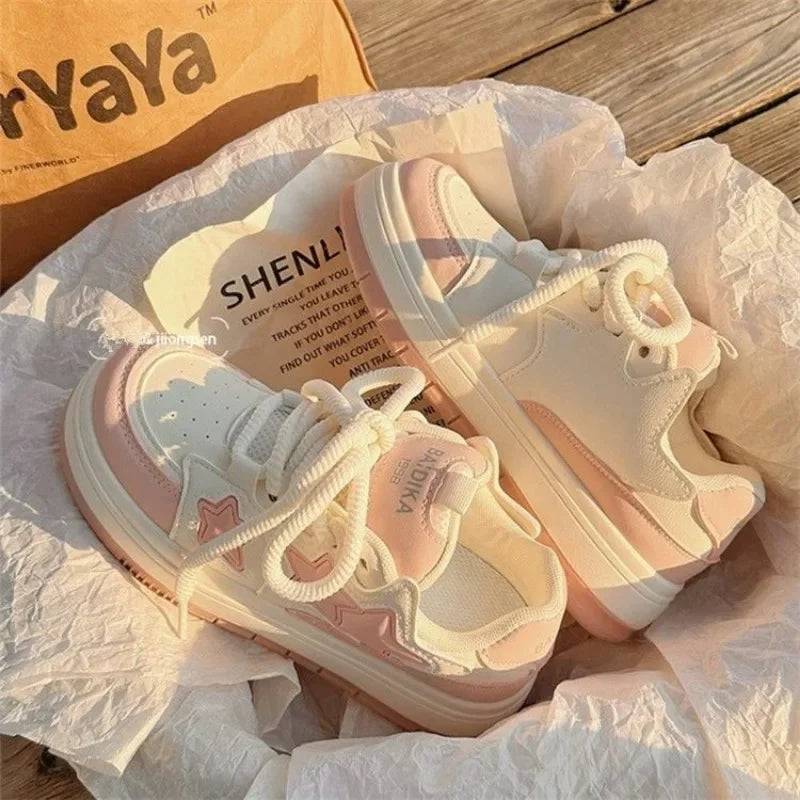 Aiertu 2024 New Korean Shoes Kawaii Pink Platform Sneakers Women Vintage Vulcanize Spring Summer Casual Tennis Female Flats Footwear Aiertu