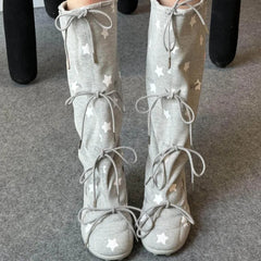 AIERTU  -  Fashion Women Shoes Sweet Style Round Head High Heeled Boots for Woman Exquisite Lace Knee High Boots Designer Shoes Botas Mujer Aiertu