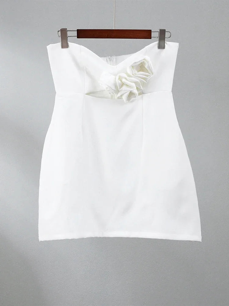 Aiertu Fashion Sexy 3d Flower Cut Out Mini Dresses Elegant Strapless Sleeveless Backless Short Dress Women Party Club Vestidos Aiertu