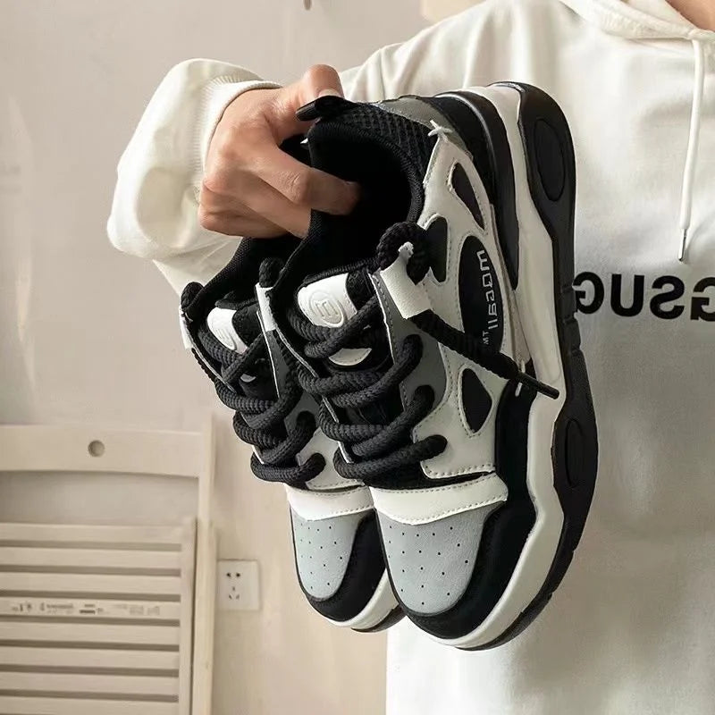 Aiertu Student Black Platform Bread Shoes for Women Couples All-match Casual Sneakerskorean Fashion Student Loose Shoes  Adult Aiertu