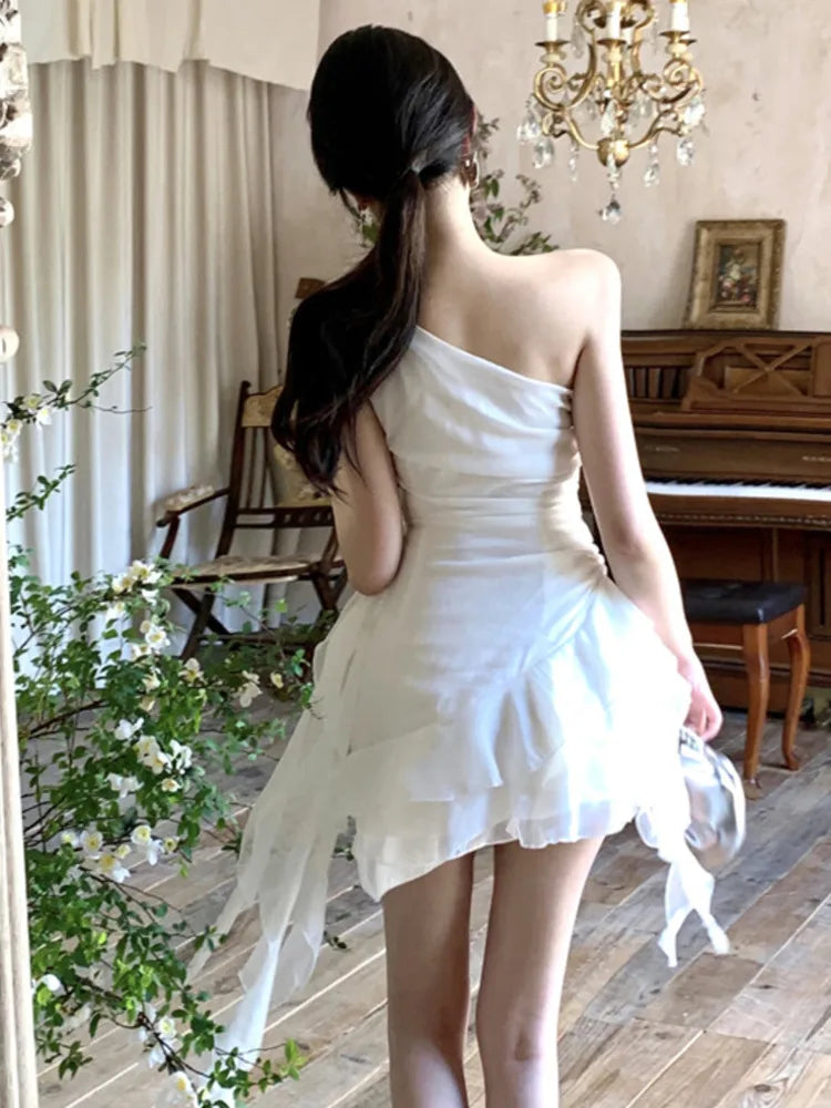 High Quality French Fashion Mini Dress For Women Summer Ladies Hotsweet Sleeveless Sexy Party Evening Dresses Vestidos Aiertu