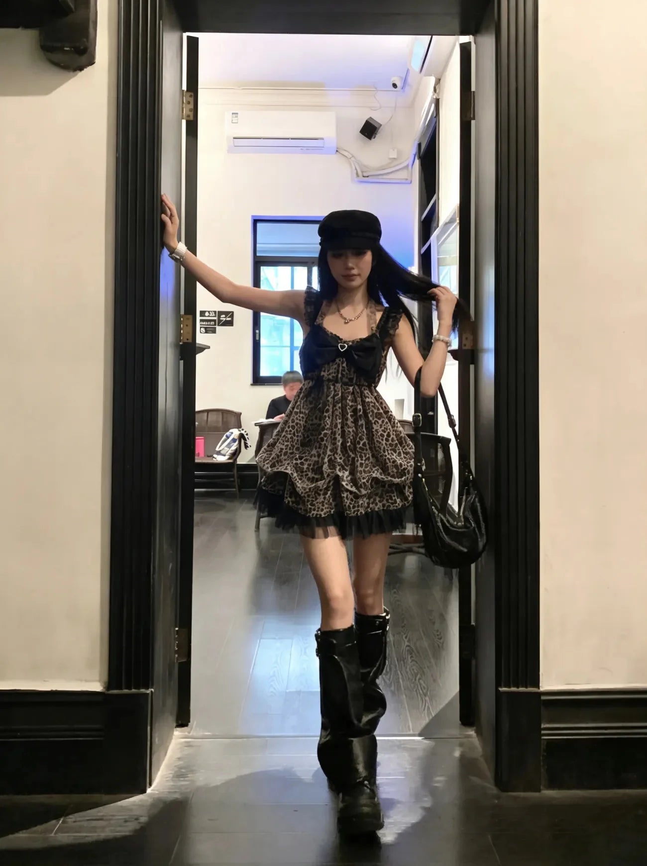 AIERTU  -  Japanese Dress Lace Slim Vintage Sexy Y2k 90s Harajuku Goth Punk Sleeveless Leopard Print Hot Sweet Summer Dresses Lolita Skirt Aiertu