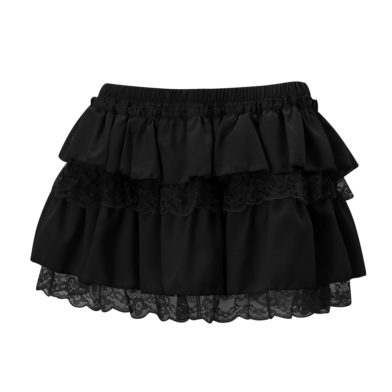 AIERTU  -  Womens y2k Kawaii Harajuku Layered Mini Skirt Lace Trim Low Waist A-Line Tiered Ruffle Skirt Casual Summer Skirts Streetwear Aiertu