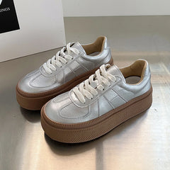 Aiertu 5cm Synthetic Leather Women Vulcanized High Brand Chunky Sneaker Casual Stable Shoes Platform Wedge Skate Boarding Shoes Aiertu