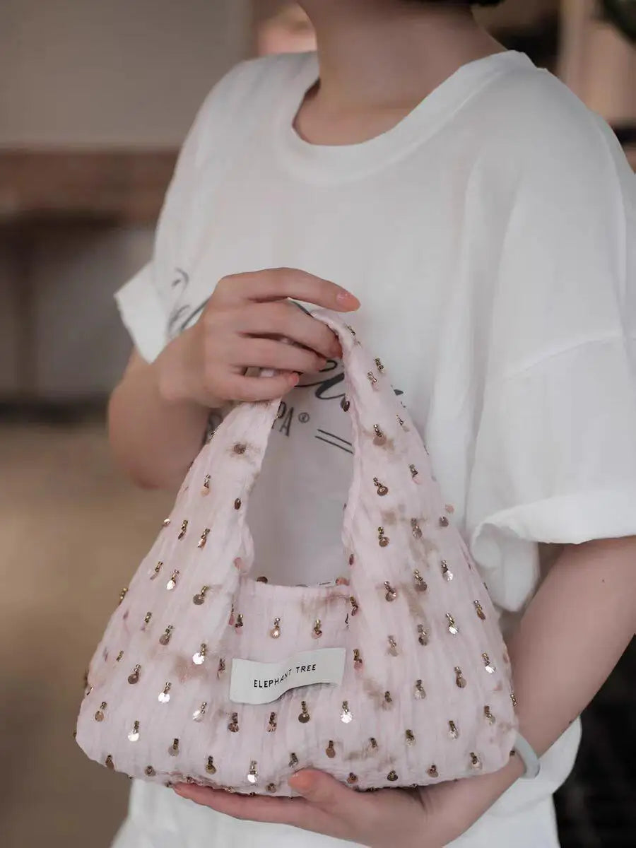 AIERTU  -  Cute Shining Handheld Hobo Bucket Canvas Bag Niche Bags Aiertu