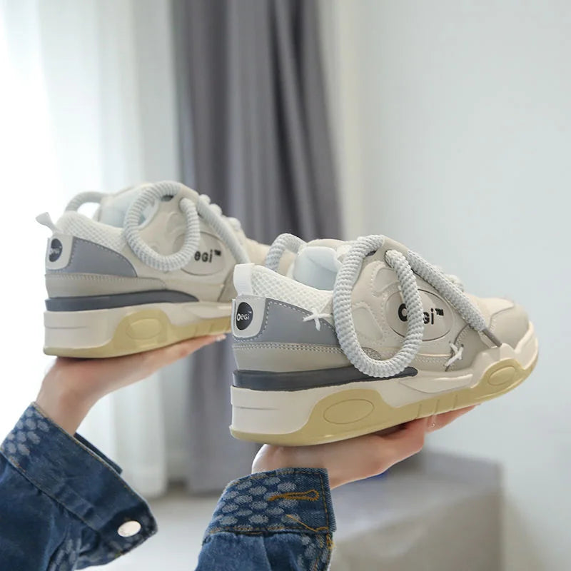 Aiertu Student Black Platform Bread Shoes for Women Couples All-match Casual Sneakerskorean Fashion Student Loose Shoes  Adult Aiertu