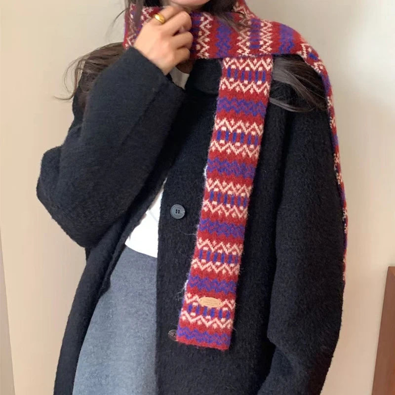 AIERTU  -  Women's Winter Scarf Sweet Warm Fel Island Style Knitted Wool Scarf High End Retro Thickened Warm Woolen Scarf Fashion Scarf Aiertu