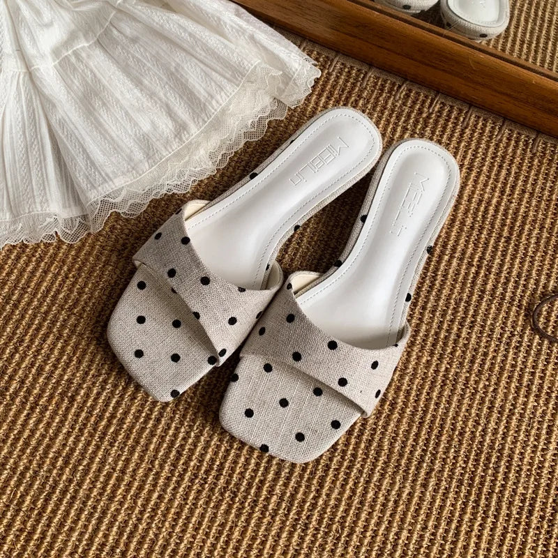 AIERTU  -  New Women Shoes Exquisite Square Head Flat Slippers for Woman French Style Vacation Casual Shoes Designer Shoes Zapatos De Mujer Aiertu