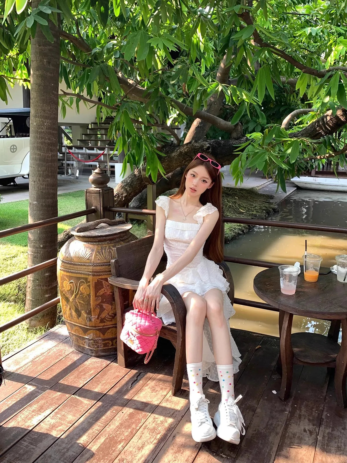 Aiertu Y2K Summer Women's Fashion One-shoulder Irregular Trailing Suspender Black White Chic Tutu Dress Street Wear Vacation Sundress Aiertu