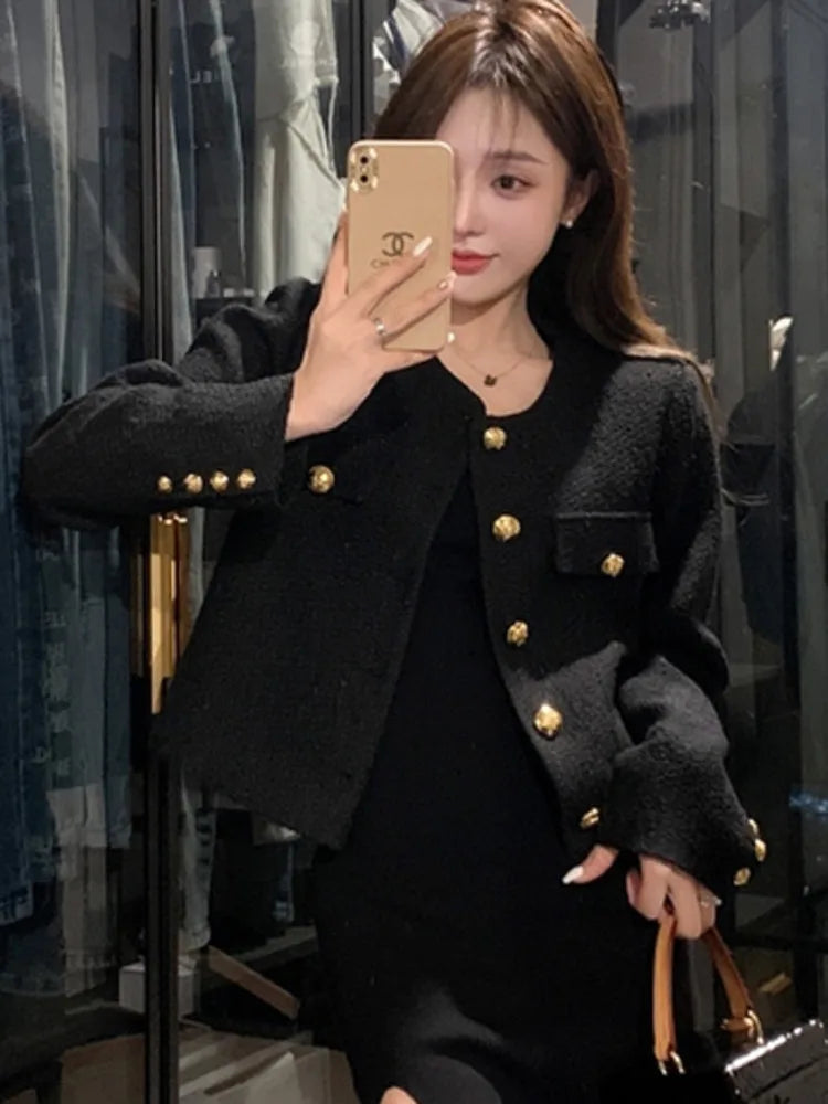 Aiertu High Quality Fashion Small Fragrance Tweed Jacket Coat Women Korean Elegant Coats 2023 New Spring French Vintage Outerwear Top Aiertu