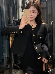 Aiertu High Quality Fashion Small Fragrance Tweed Jacket Coat Women Korean Elegant Coats 2023 New Spring French Vintage Outerwear Top Aiertu