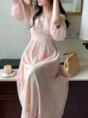 Aiertu French Style Women Fashion Elegant Casual Midi Party Dress Vintage Chic A-Line Prom Birthday Clothes Female Summer Vestidos New Aiertu