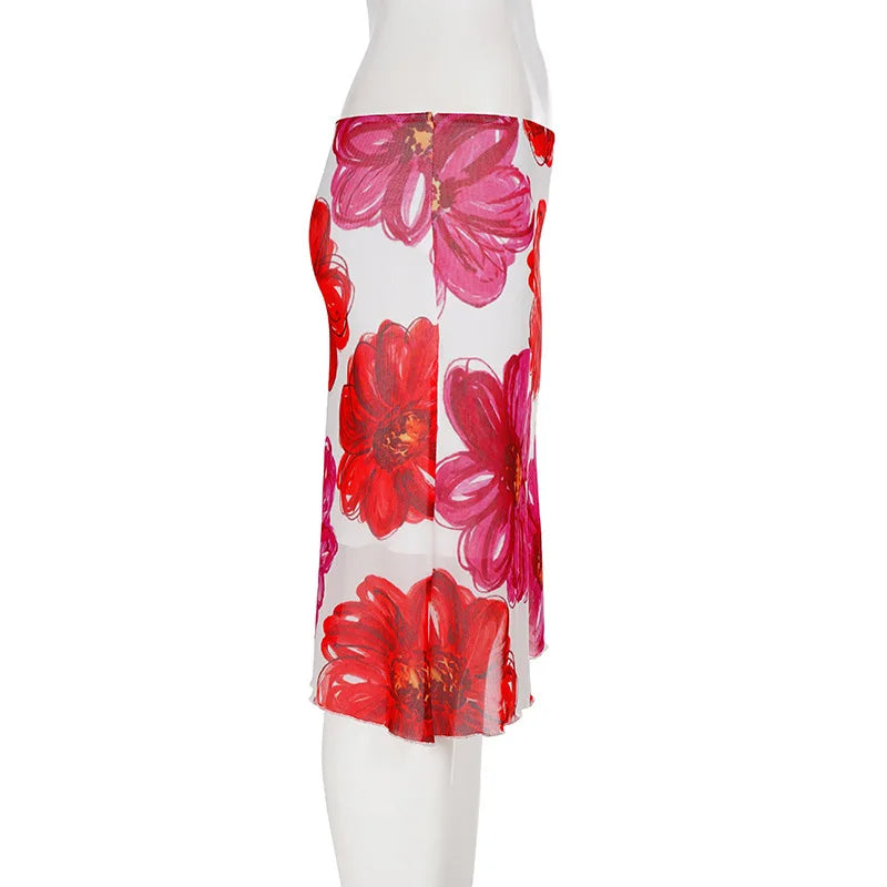 AIERTU  -  New Women's Slim Fit Fashion Casual Skirt Holiday Style Big Floral Print Bodycon Midi Skirt Slimming High Waist Wrap Skirt Aiertu