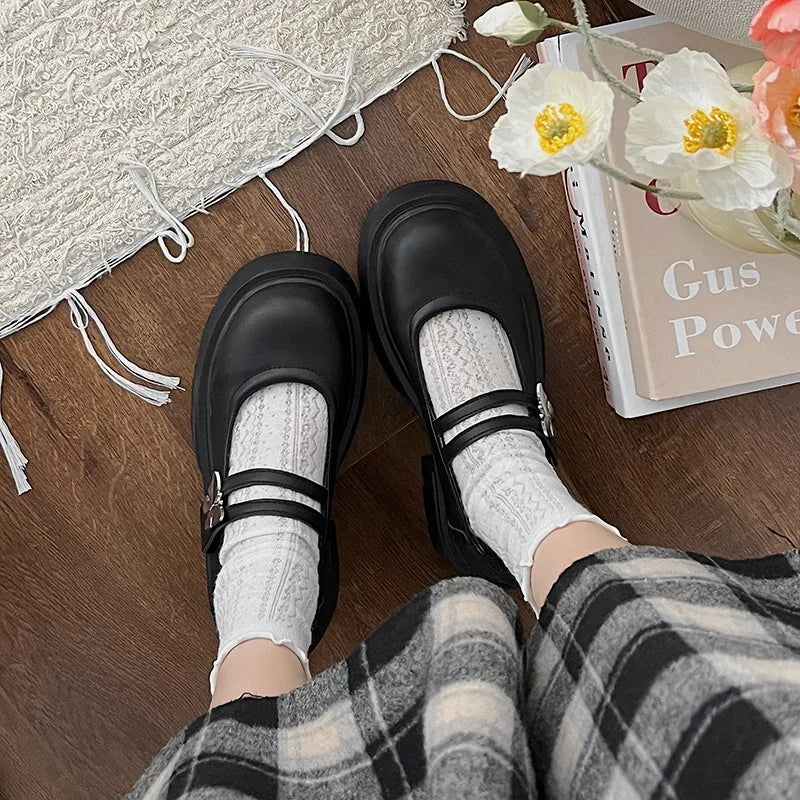 Aiertu Back  to school Ladies platform shoes with wedges and Mary Jane fashion shoes Aiertu