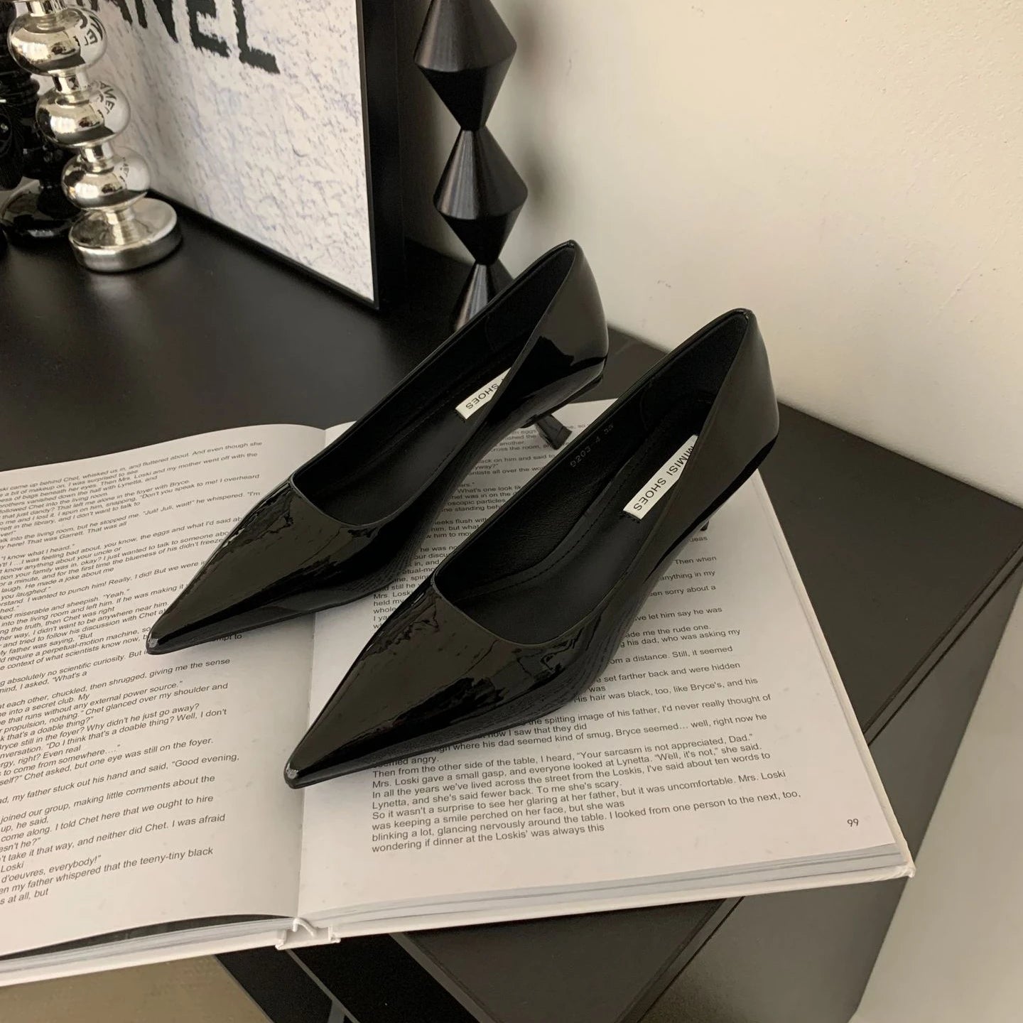 Patent Leather Low Heel Office Women Shoes Pumps Pointed Low Elegant High Heels Simple Comfy Nude Spring Footwear for Women 2024 Aiertu