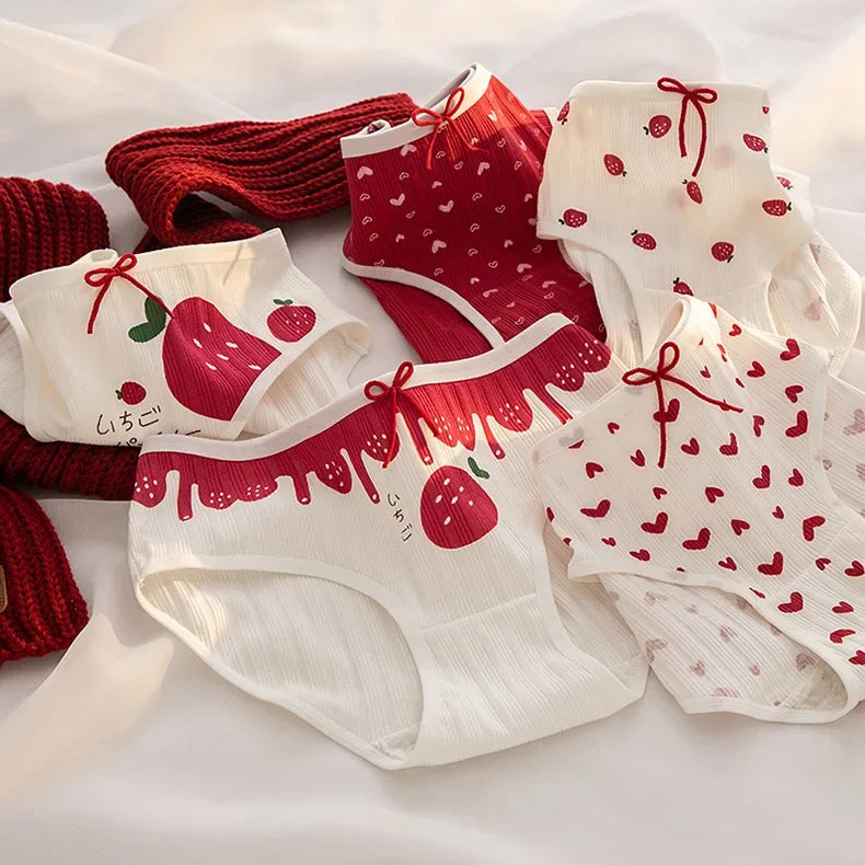 5Pcs/set Cotton Panties for Women Girl Briefs Underwear Plus Size Cute Soft Short Pantys Sexy Lingerie Female Ladies Underpants Aiertu