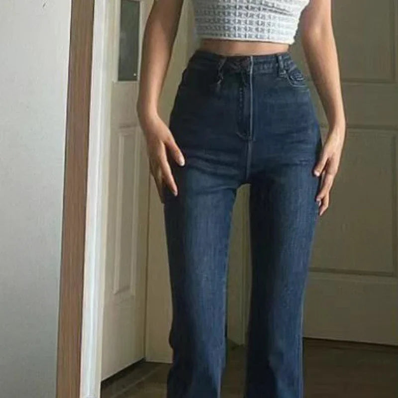 Aiertu Skinny Trousers Bell Bottom Slim Fit Womens Jeans Flared Pants for Women High Waist Shot with Pockets Flare Blue Summer Cowboy R aiertu