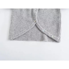 Aiertu Women Open Design Patchwork Cardigan Vintage Lapel Collar Long Sleeve Female Crop Knitwear Aiertu