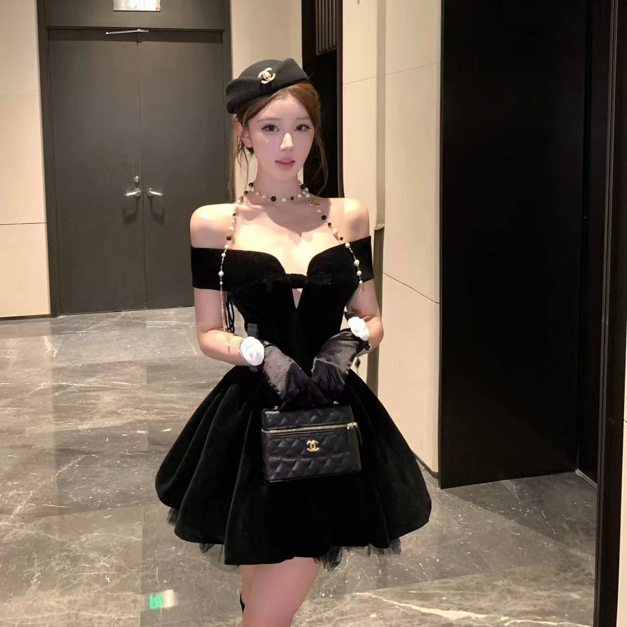AIERTU  -  Summer French Fashion Elegant High End Evening Dress Women's Sleeveless Off Shoulder Backless Sexy Mini Dress Party Banquet Gown Aiertu