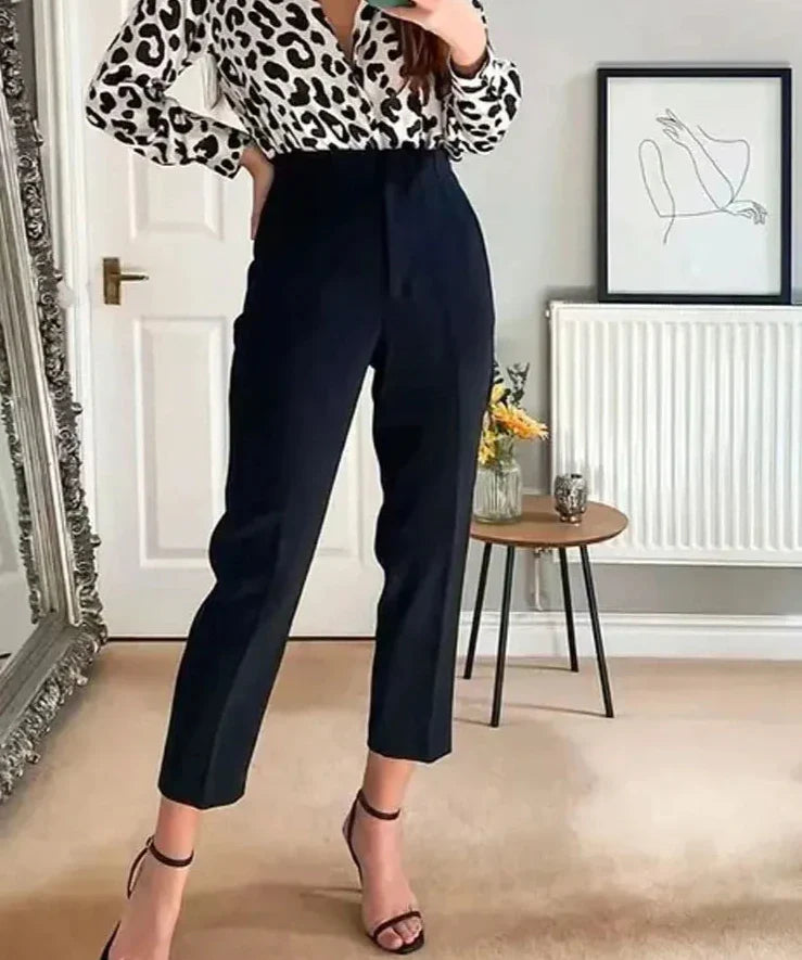 Aiertu Women Fashion With Pockets Casual Basic Solid Pants Vintage High Waist Zipper Fly Female Ankle Trousers Pantalones Mujer aiertu