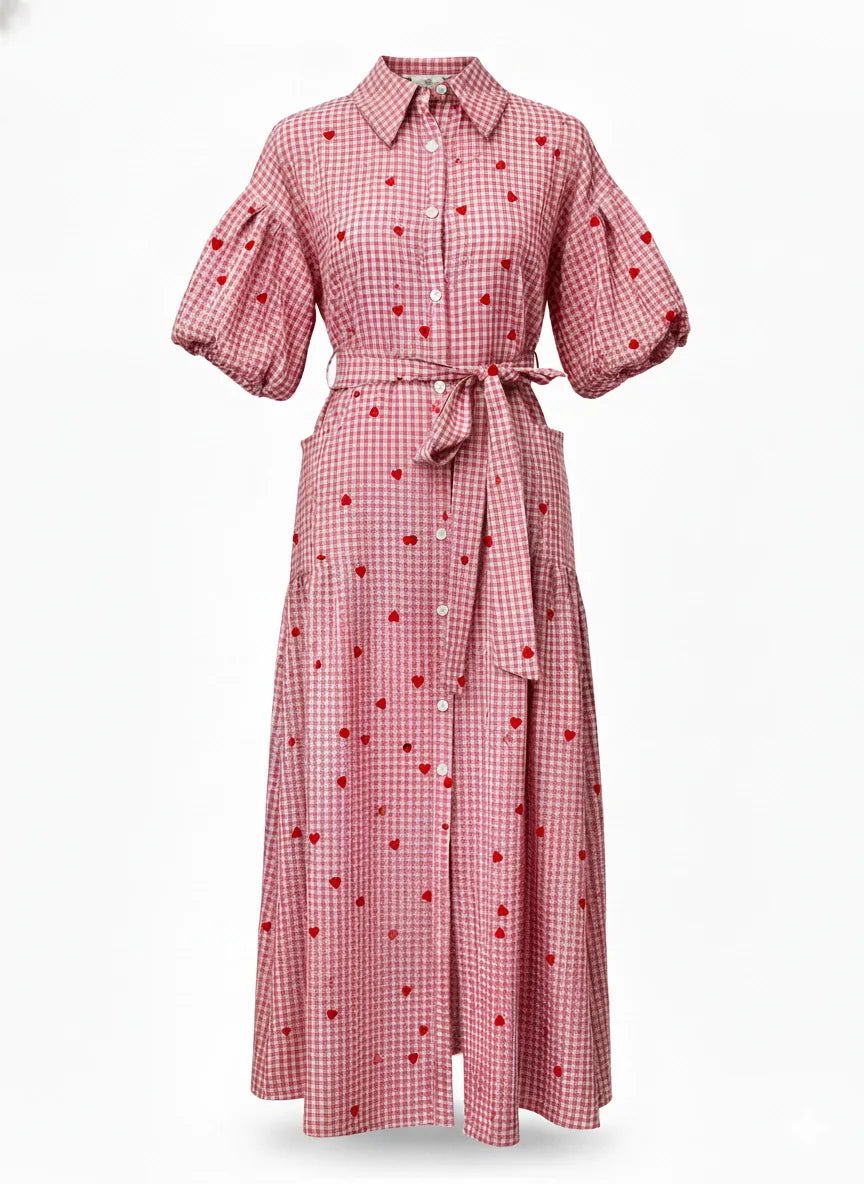 AIERTU  -   Women's New Christmas Elements Green Red Plaid Long Casual Fashion Shirt Dress Long Dress Aiertu