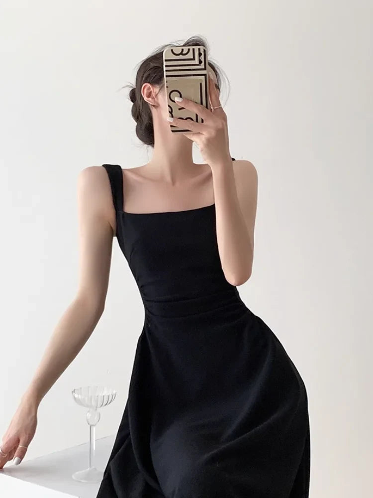Aiertu DRESS TO IMPRESS Summer Evening Party White Long Dress Office Lady Slim Sexy Sleeveless Strap Dress Beach Style Women One Piece Dress Korean Aiertu