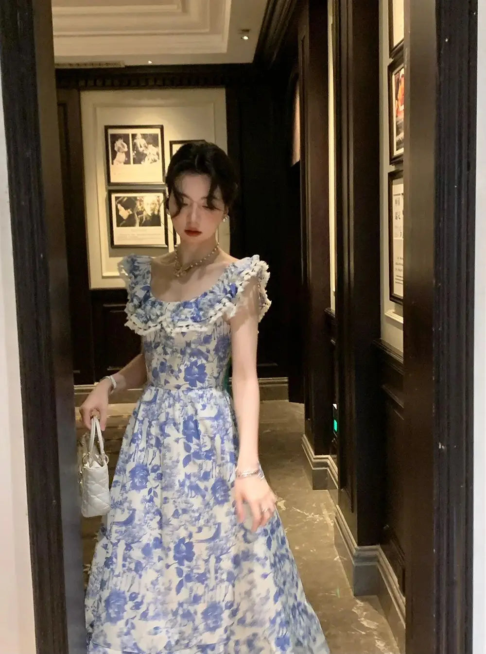 Aiertu Elegant Korean Fairy Long Dress Women Sexy Ruffles Party Slip Floral Dress Korean Style Summer Dress Female 2024 Casual Fashion Aiertu