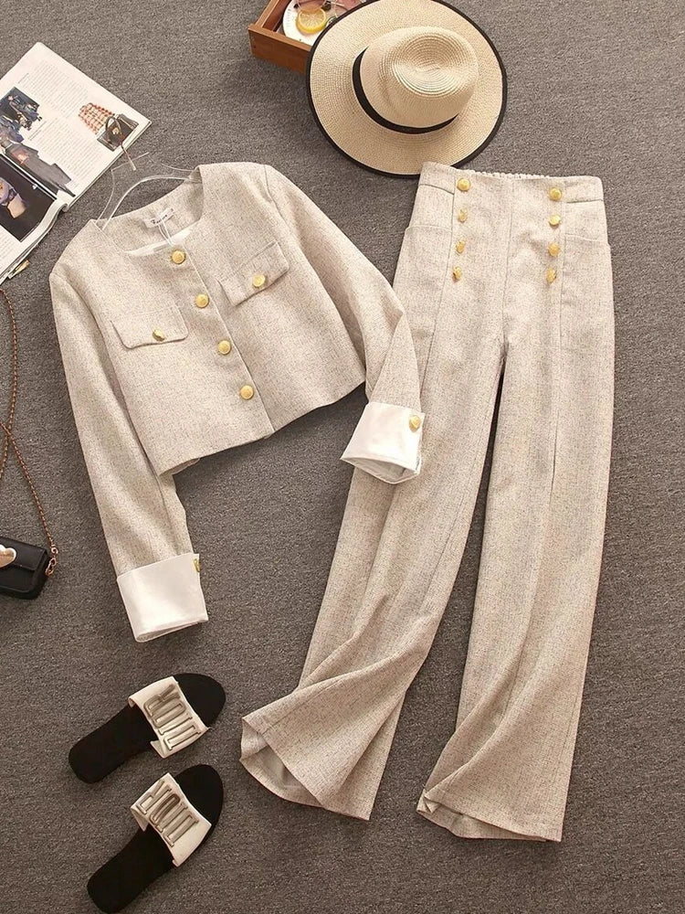 Aiertu High End Small Fragrance Two Piece Set Women Jacket Coat + Pant Sets Fashion Casual 2 Piece Sets Women Outfit Conjunto Femininos Aiertu