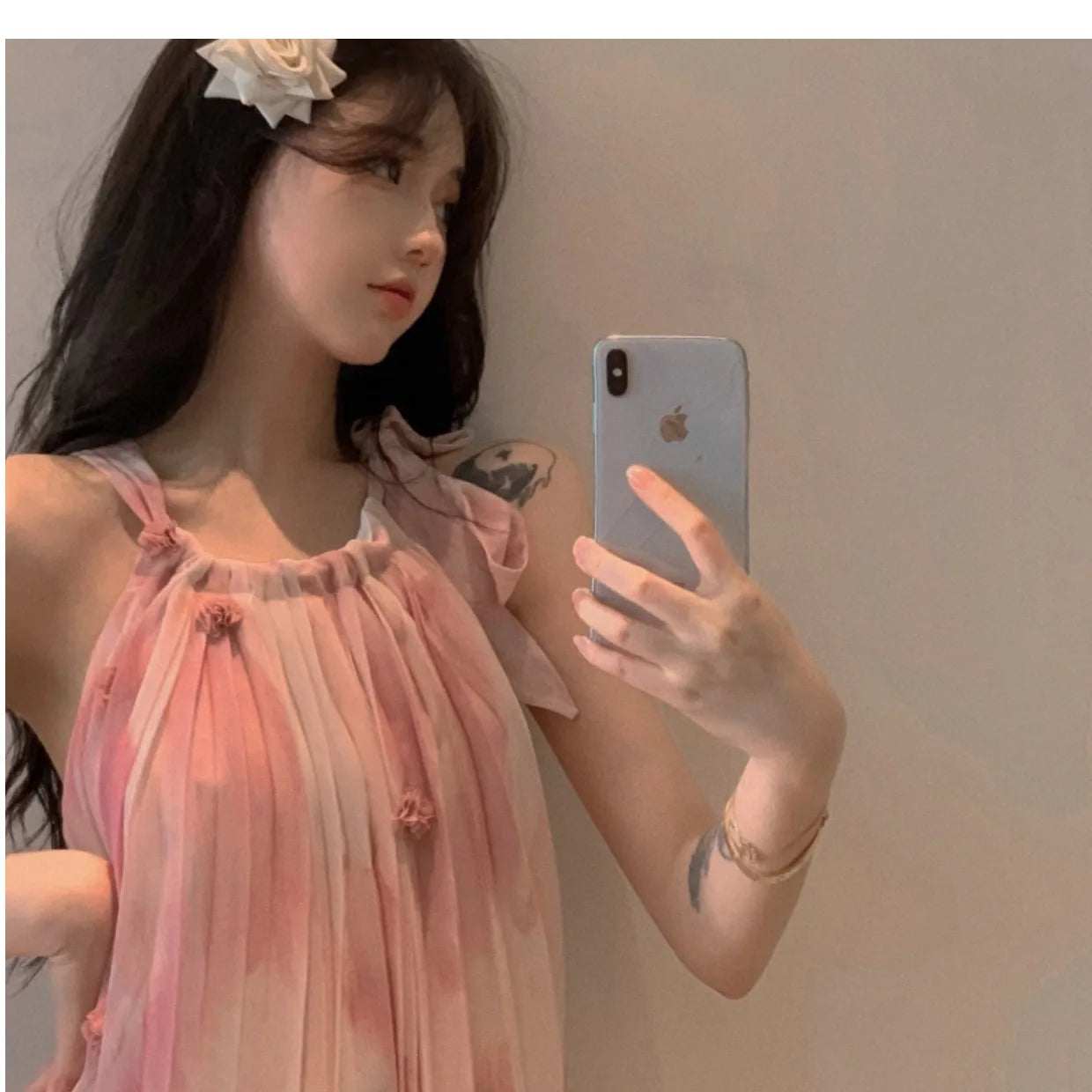 Aiertu Pink Chiffon Sexy Strap Dress Women Korean Sleeveless Sweet Fairy Dress Women 2024 Summer Beach Casual Beach Evening Party Dress Aiertu