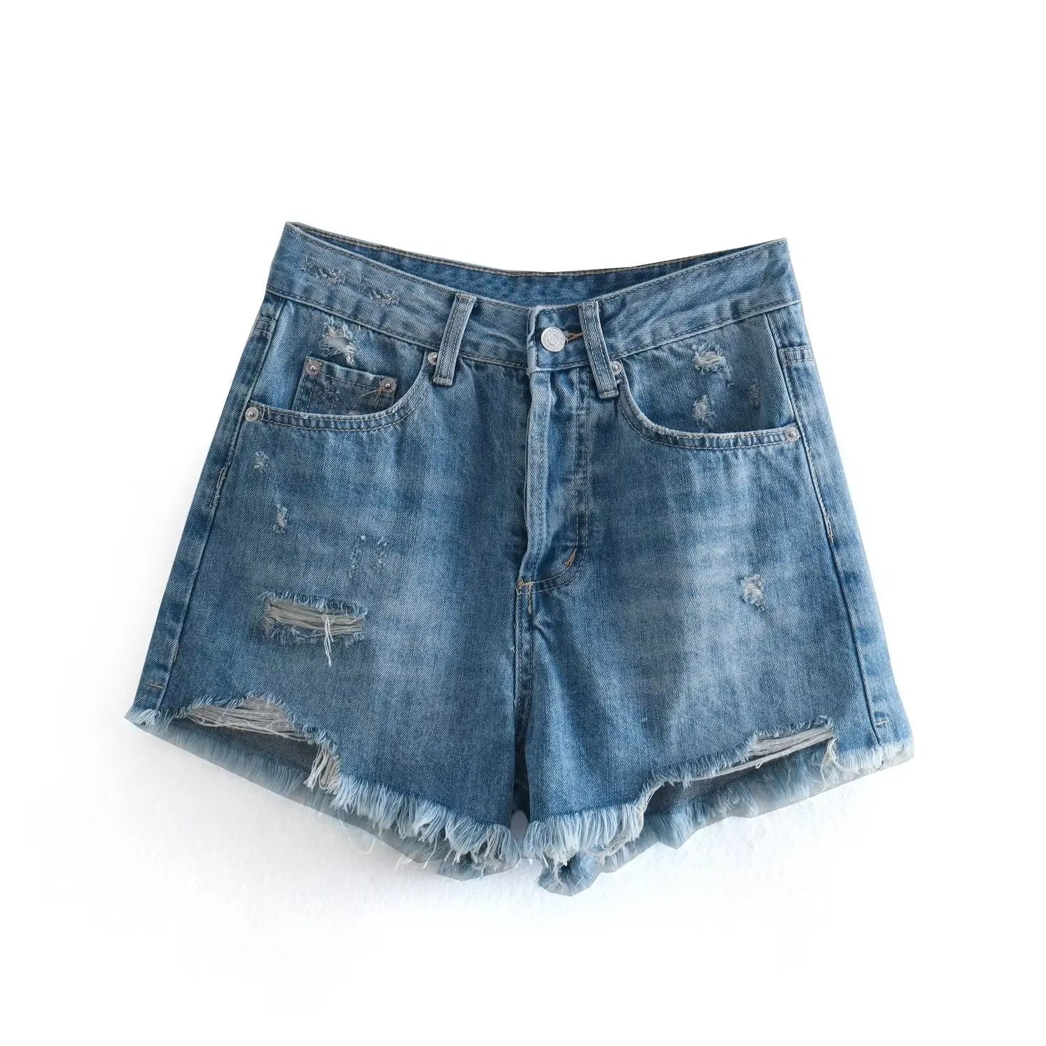 Aiertu Summer Pure Cotton Girls High Street Shorts Women Frayed Distressed Denim Mom Fashion Casual Bermuda Aiertu