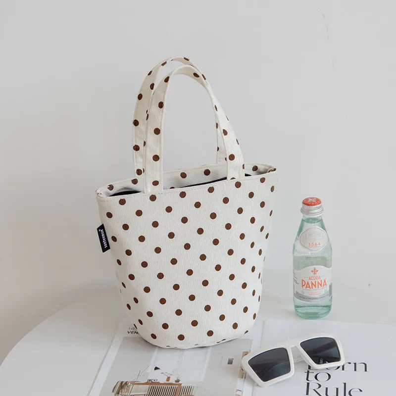 AIERTU  -  Bucket Handbag New Corduroy Polka Dot Fabric Bag Casual Versatile Women's Office Handbags Aiertu