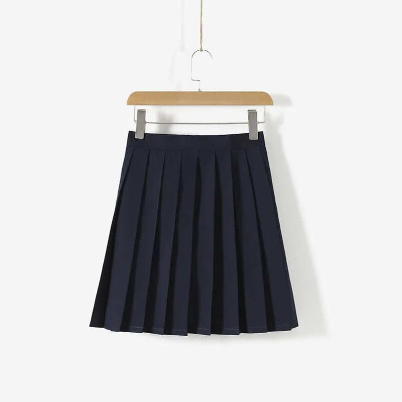 Aiertu Dark Blue Three Orthodox JK School Uniform Girls S-XXL College Style Sailor Spring Summer Suit Women Shirt Pleated Skirt Aiertu