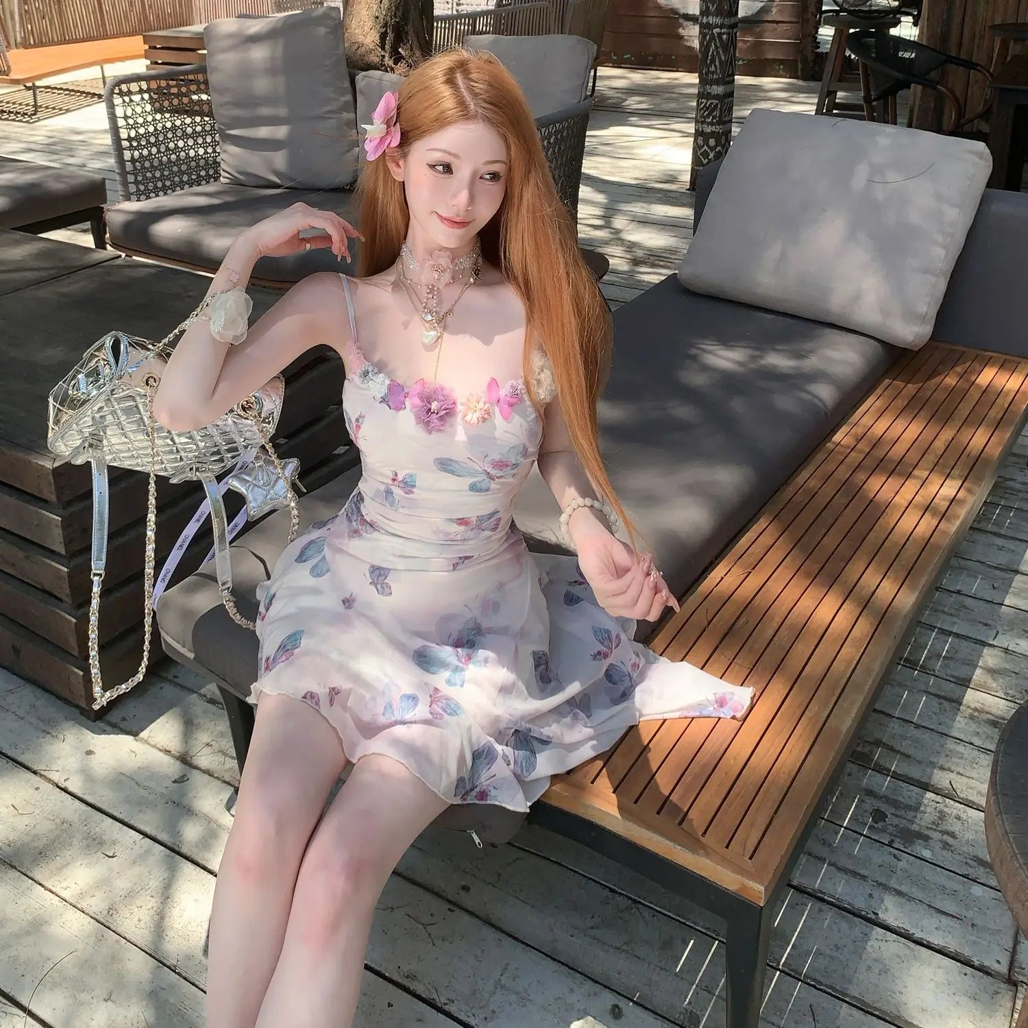 Aiertu Sweet Floral Party Mini Dress Women Summer New Korean Printing Floral Y2k Dress Female Slim Chic Strap Beach Designer Dress 2024 Aiertu