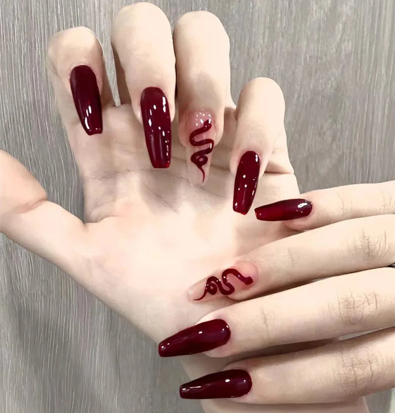 Aiertu 24pcs Gradient Fake Nails French Ballerina Nail Waterproof Faux Medium Coffin false nails Fingernails Press on Nails Tips aiertu