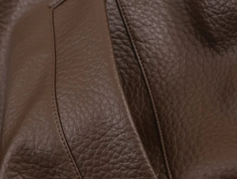 AIERTU  -  Solid Leather Moto Jacket For Women Winter Turtleneck Retro Coats Fashion Asymmetry Elegant Vintage PU Jackets New Aiertu
