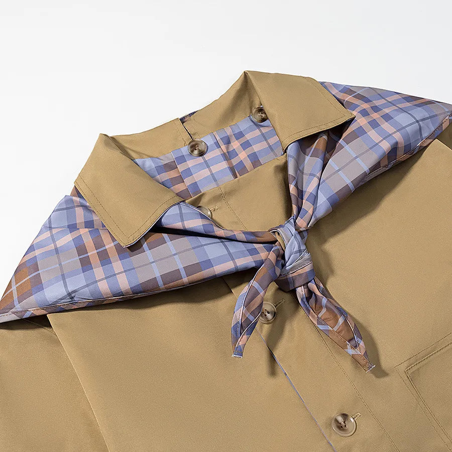 AIERTU  -  Autumn/Winter Women's Retro Plaid Double-sided Reversible Lapel Scarf Jacket Fashionable Multifunctional Embroidered Coat Aiertu
