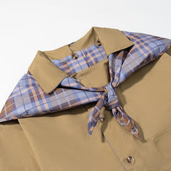 AIERTU  -  Autumn/Winter Women's Retro Plaid Double-sided Reversible Lapel Scarf Jacket Fashionable Multifunctional Embroidered Coat Aiertu