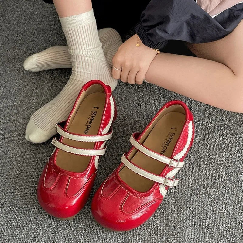 AIERTU  -  Women's Retro Elegant Shallow Mouth Casual Wedge Heel Mary Jane Shoes Autumn New Fashion Versatile Comfortable Single Shoes Aiertu