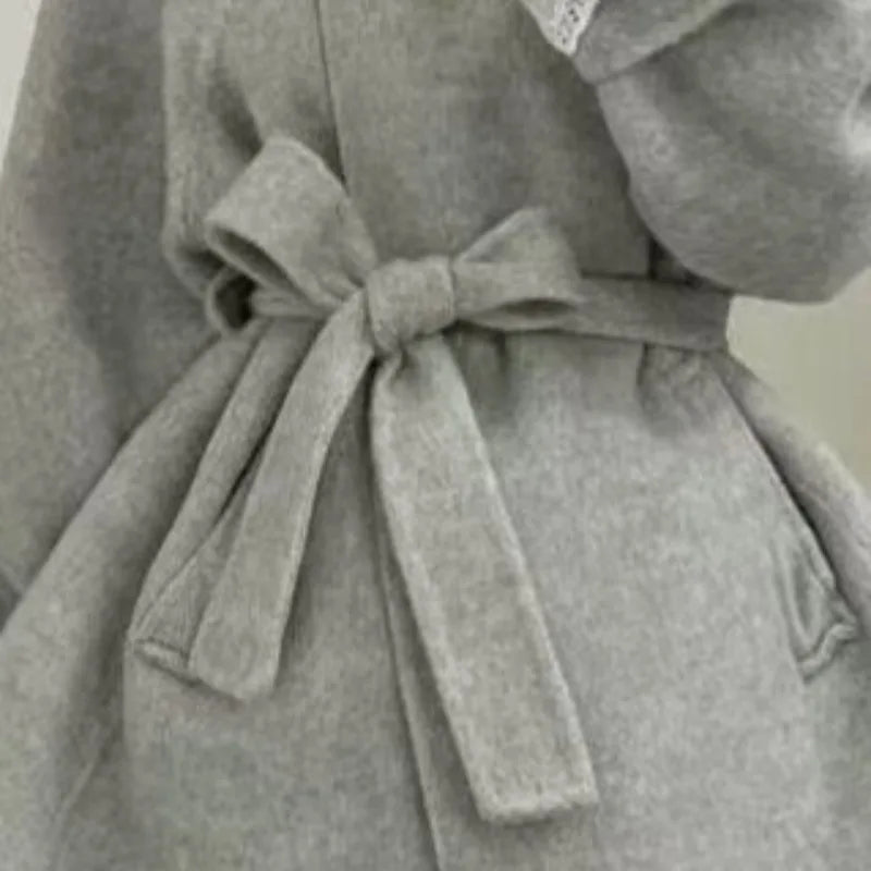 AIERTU  -  Sweet Bows Autumn Winter Jackets for Women Solid Bandage Korean Fashion Outwears Elegant Vintage Chaqueta Mujer Aiertu