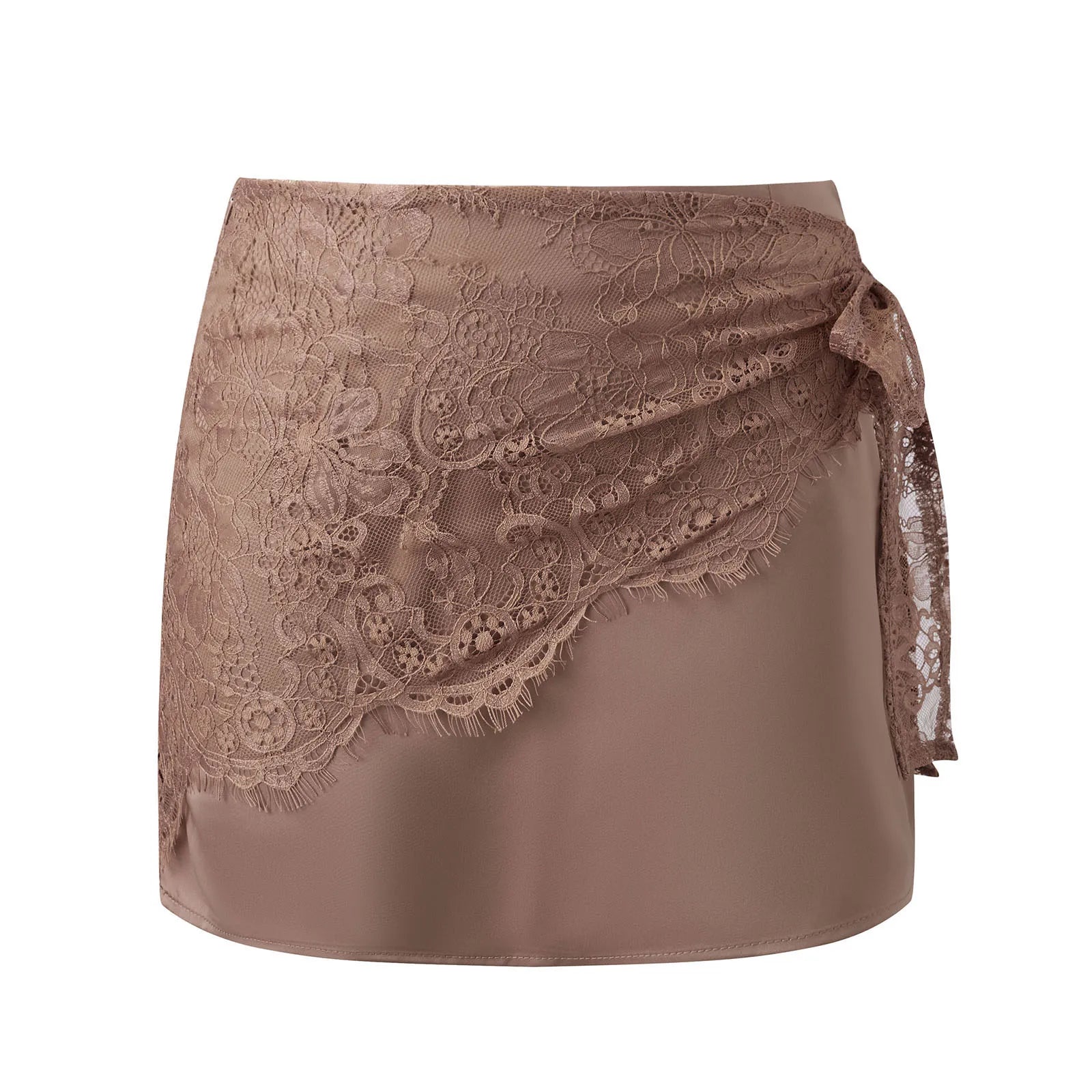 AIERTU  -  Summer Women's Satin Mini Skirts High Waist Bodycon Lace Wrap Skirts Party Club Elegant Sexy Skirts Aiertu