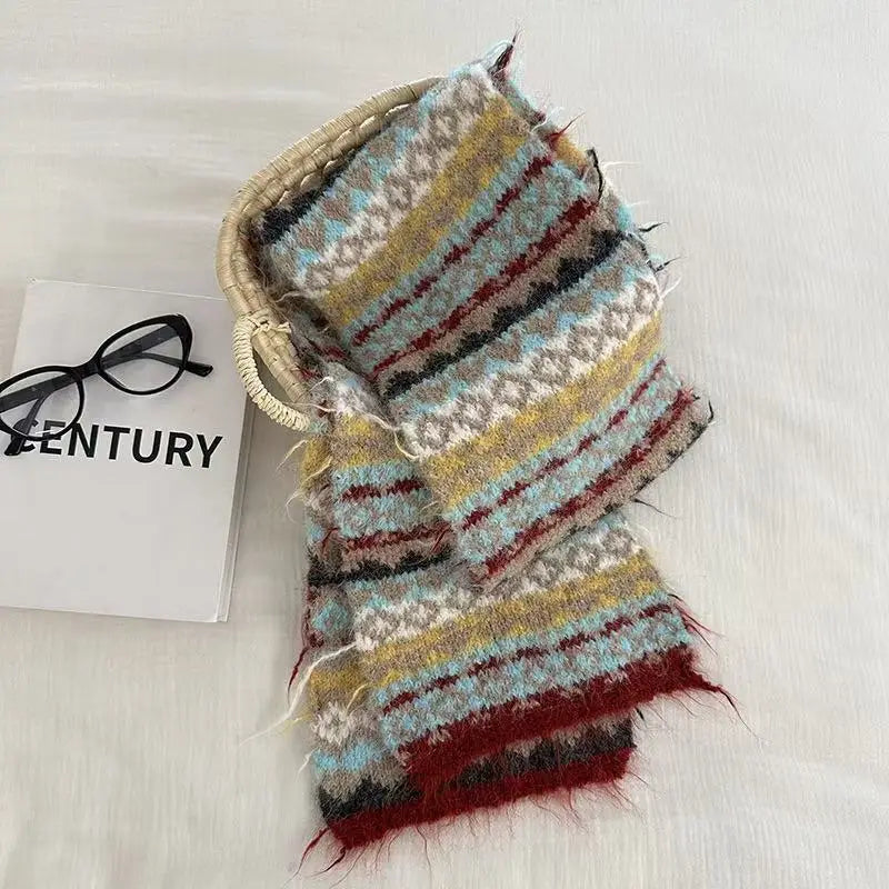 AIERTU  -  Women's Winter Scarf Sweet Warm Fel Island Style Knitted Wool Scarf High End Retro Thickened Warm Woolen Scarf Fashion Scarf Aiertu