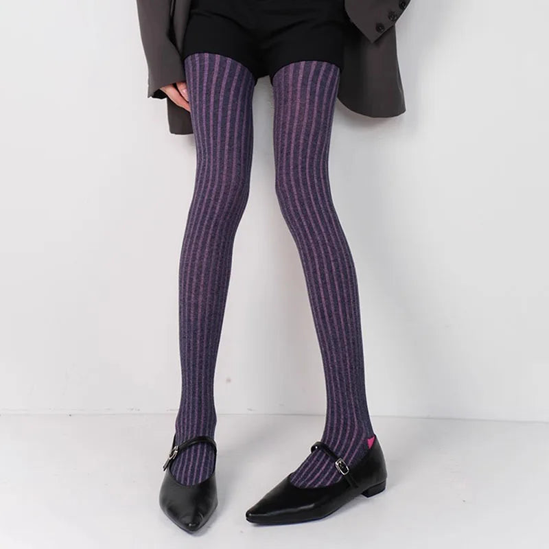 AIERTU  - Women Tie Dye Ribbed Tights High Waist Stretch Pantyhose Retro Y2K Soft Stockings for Autumn Winter Streetwear Aiertu