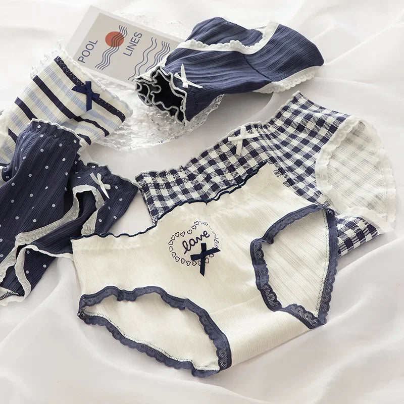 5Pcs/set Cotton Panties for Women Girl Briefs Underwear Plus Size Cute Soft Short Pantys Sexy Lingerie Female Ladies Underpants Aiertu