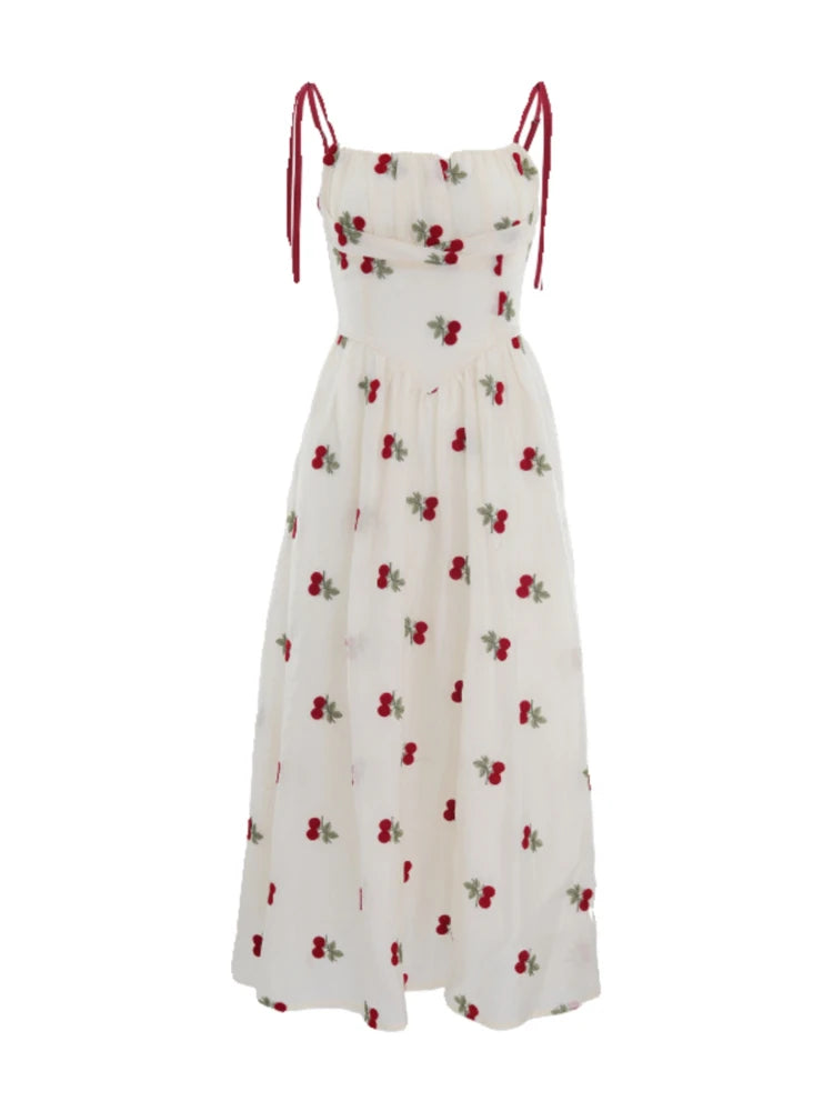 Aiertu Sweet Elegant Strap Dress Women Casual Floral Fairy Midi Dress Female 2024 Summer Fashion Korean Beach Vacation Dress Casual Y2k Aiertu