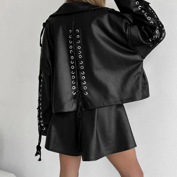 Aiertu Black Leather Shorts Women Autumn Winter Pleated High Waist Sexy Pu Shorts Casual Wide Leg Shorts Female Office Ladies aiertu