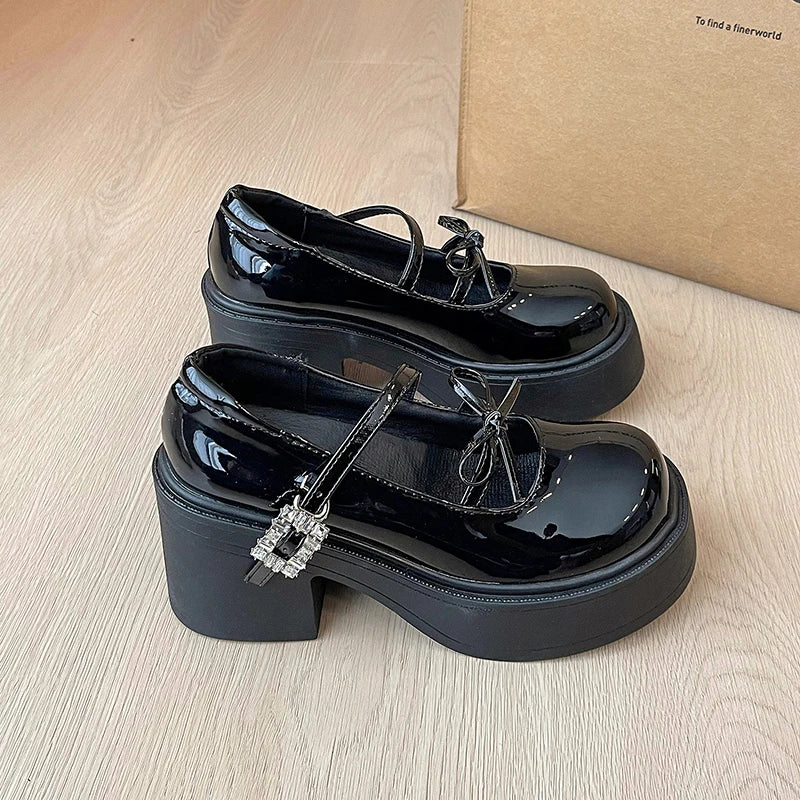 Aiertu Back  to school Platform High Heel Women Mary Jane Shoes Fashion Shallow Butterfly-knot Spring Autumn Ladies Dancing Party Prom Shoes Aiertu