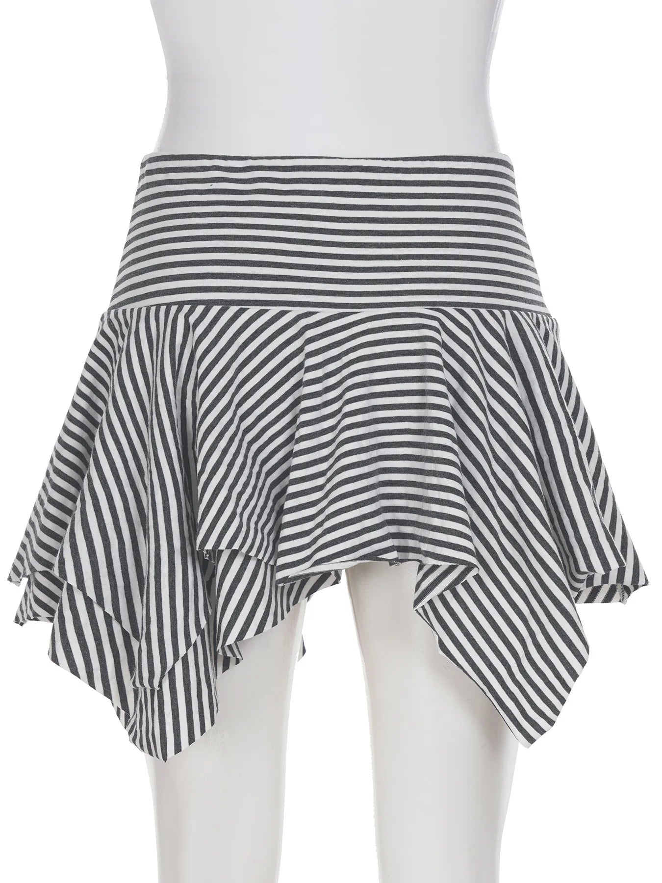 AIERTU  -  New Summer Women's Streetwear Striped Asymmetrical Mini Skirt Vintage Y2K Low Waist Stretch Slim Casual Skirt Aiertu