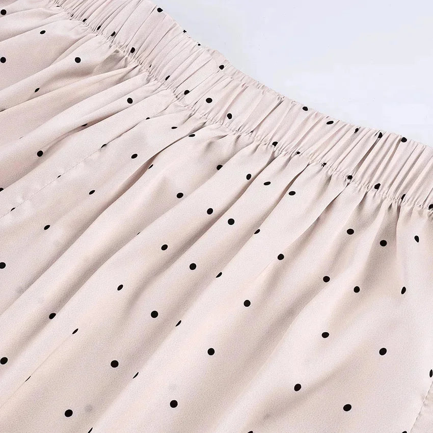 AIERTU  -  White Polka Dot Wide Straight Pants Loose Fit Spring Summer Chic Commuter Office Casual For Women Elegant Day To Night Aiertu
